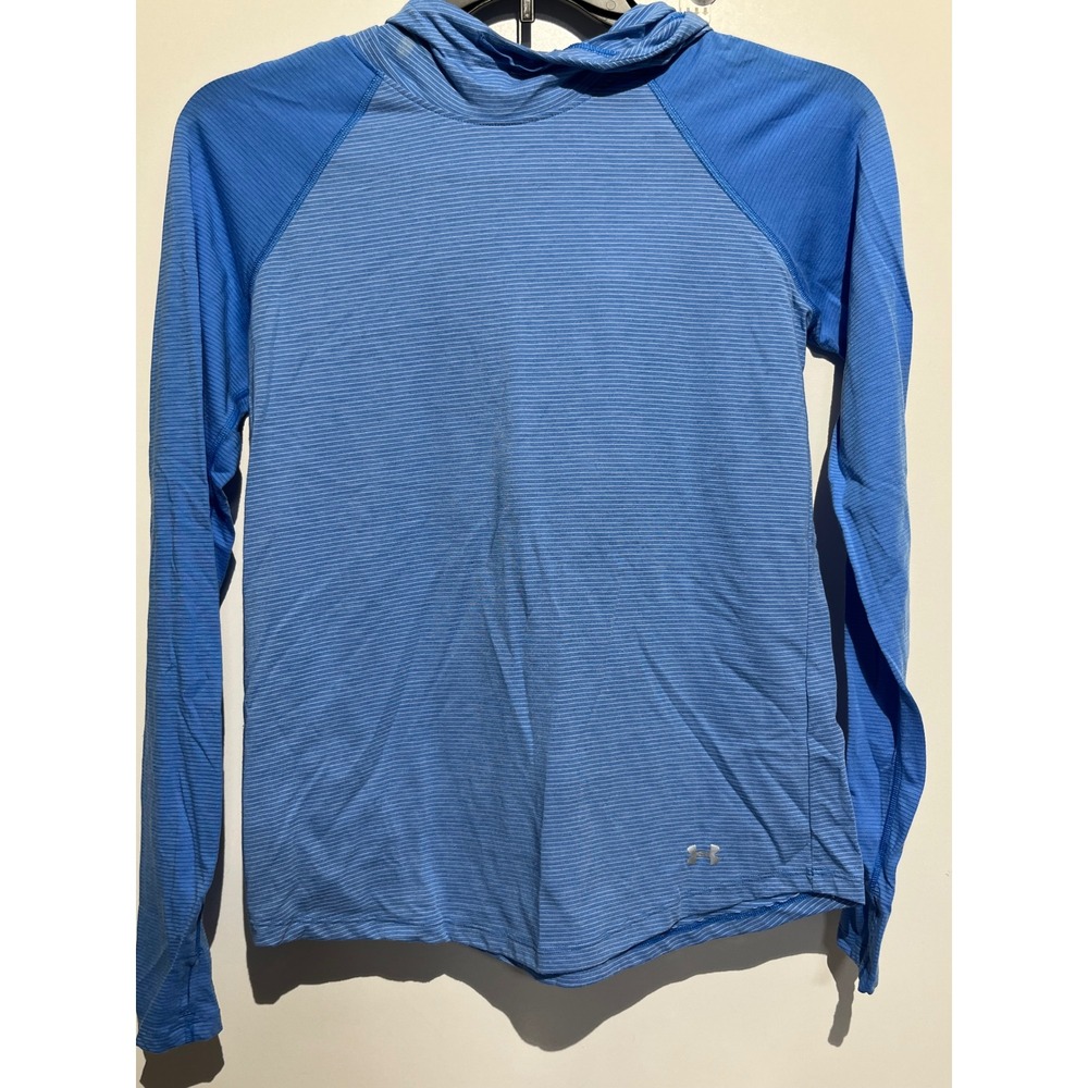Under Armour Womens Blue Striped Long Sleeve Active Hoodie with Back Pocket